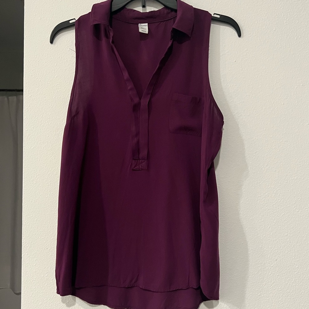 Purple work blouse.